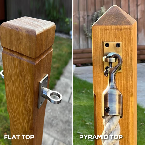 Heavy Duty 90x90mm Wood Rope Barrier Post | Flat Steel Base White Light ...